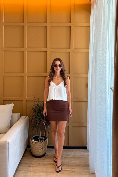 ONE COLOR LACE DETAIL WOMAN TANK TOP WHITE-E BARDHE - 5