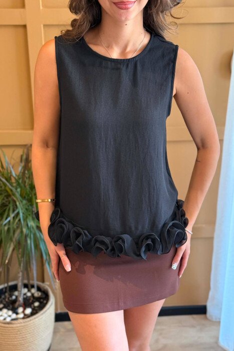 ONE COLOR LACE DETAL WOMAN TANK TOP BLACK/ E ZEZE - 5