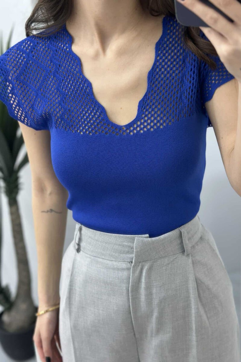 ONE COLOR LACE WOMEN TANK TOP BLUE/BLU - 2