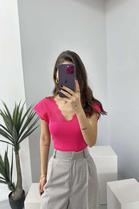 ONE COLOR LACE WOMEN TANK TOP FUCHSIA/CIKLAMI 