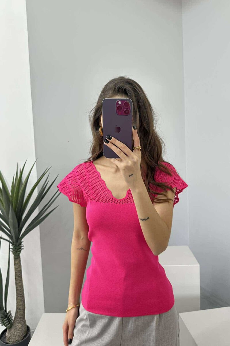 ONE COLOR LACE WOMEN TANK TOP FUCHSIA/CIKLAMI - 3