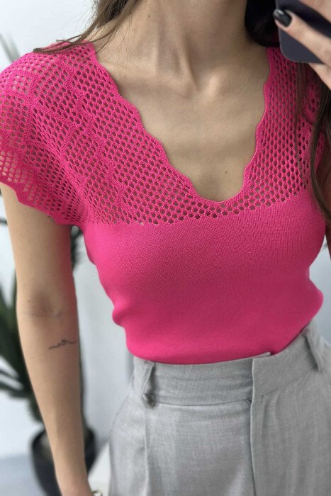 ONE COLOR LACE WOMEN TANK TOP FUCHSIA/CIKLAMI - 4
