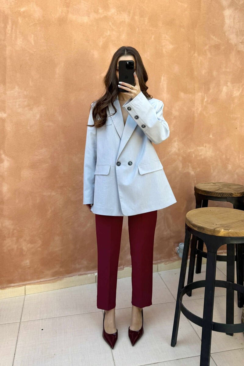 ONE COLOR LACING BACK DESIGN WOMEN JACKET LIGHT GREY/GZ - 4