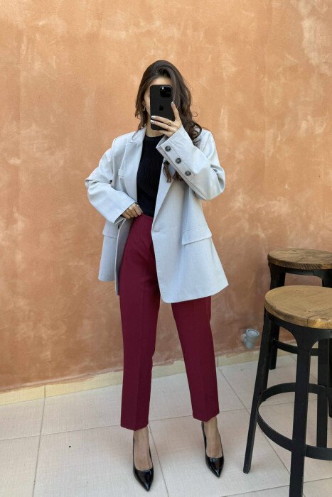 ONE COLOR LACING BACK DESIGN WOMEN JACKET LIGHT GREY/GZ - 5