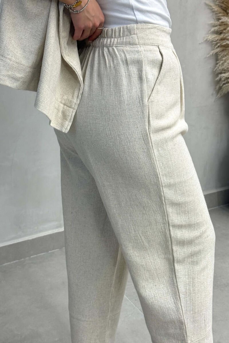 ONE COLOR LACING DETAIL VEST + TROUSERS WOMAN SET CREAM/KREM - 6