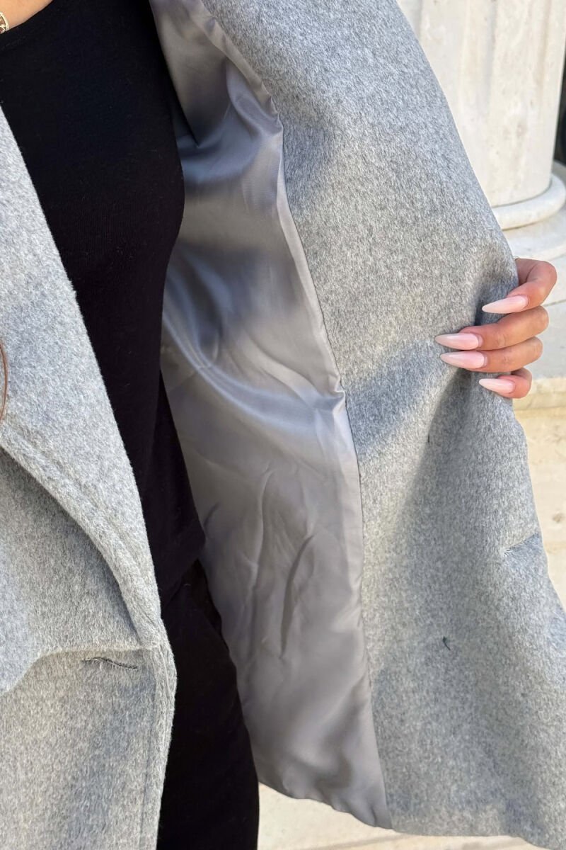 ONE COLOR LACING DETAIL WOMAN COAT GREY/GRI - 3