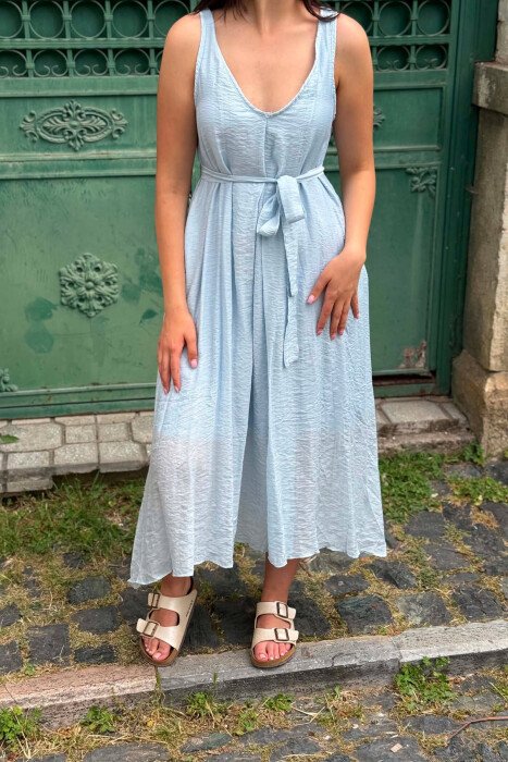 ONE COLOR LACING DETAIL WOMAN DRESS LIGHTBLUE/BZ - 2