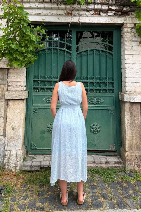 ONE COLOR LACING DETAIL WOMAN DRESS LIGHTBLUE/BZ - 4