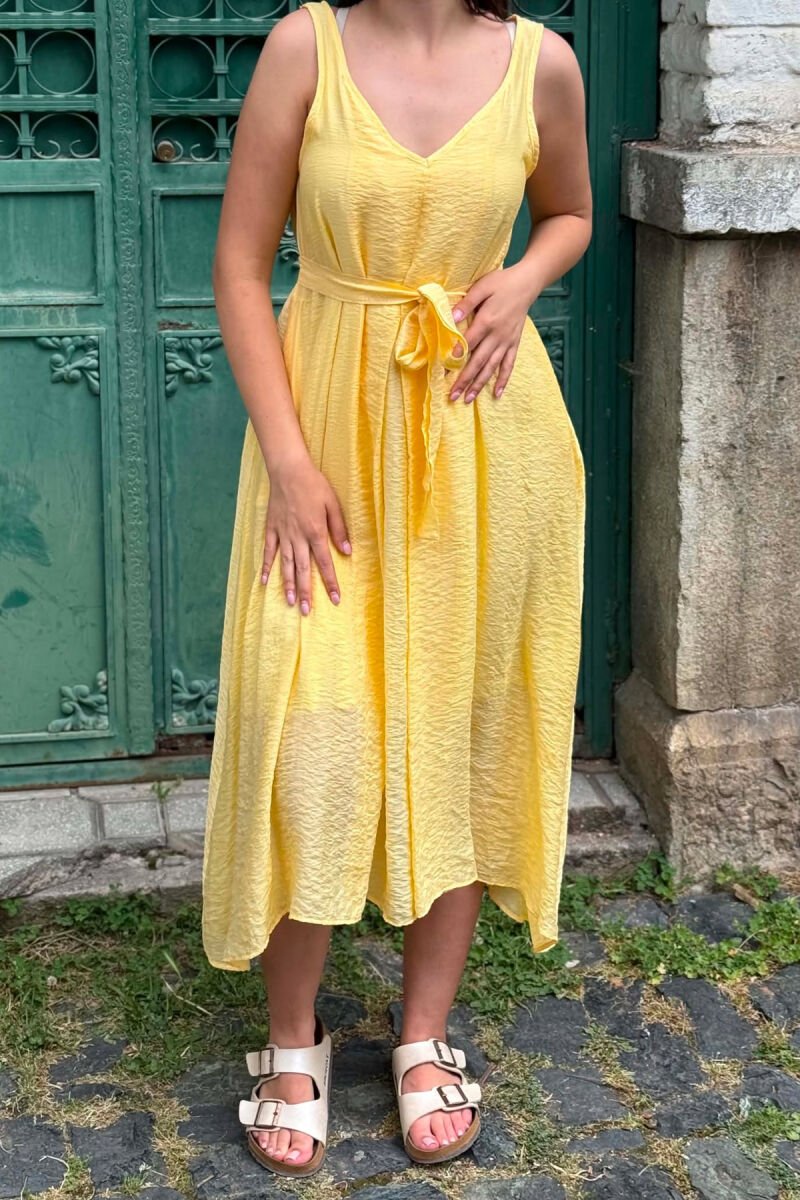 ONE COLOR LACING DETAIL WOMAN DRESS YELLOW/E VERDHE - 5