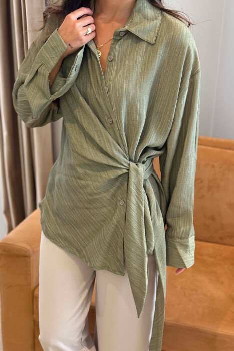 ONE COLOR LACING DETAIL WOMAN SHIRT GREEN/JESHILE - 2