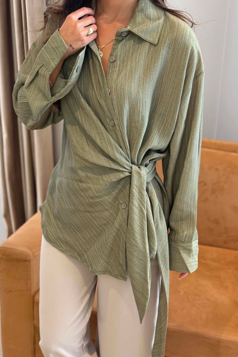 ONE COLOR LACING DETAIL WOMAN SHIRT GREEN/JESHILE - 2