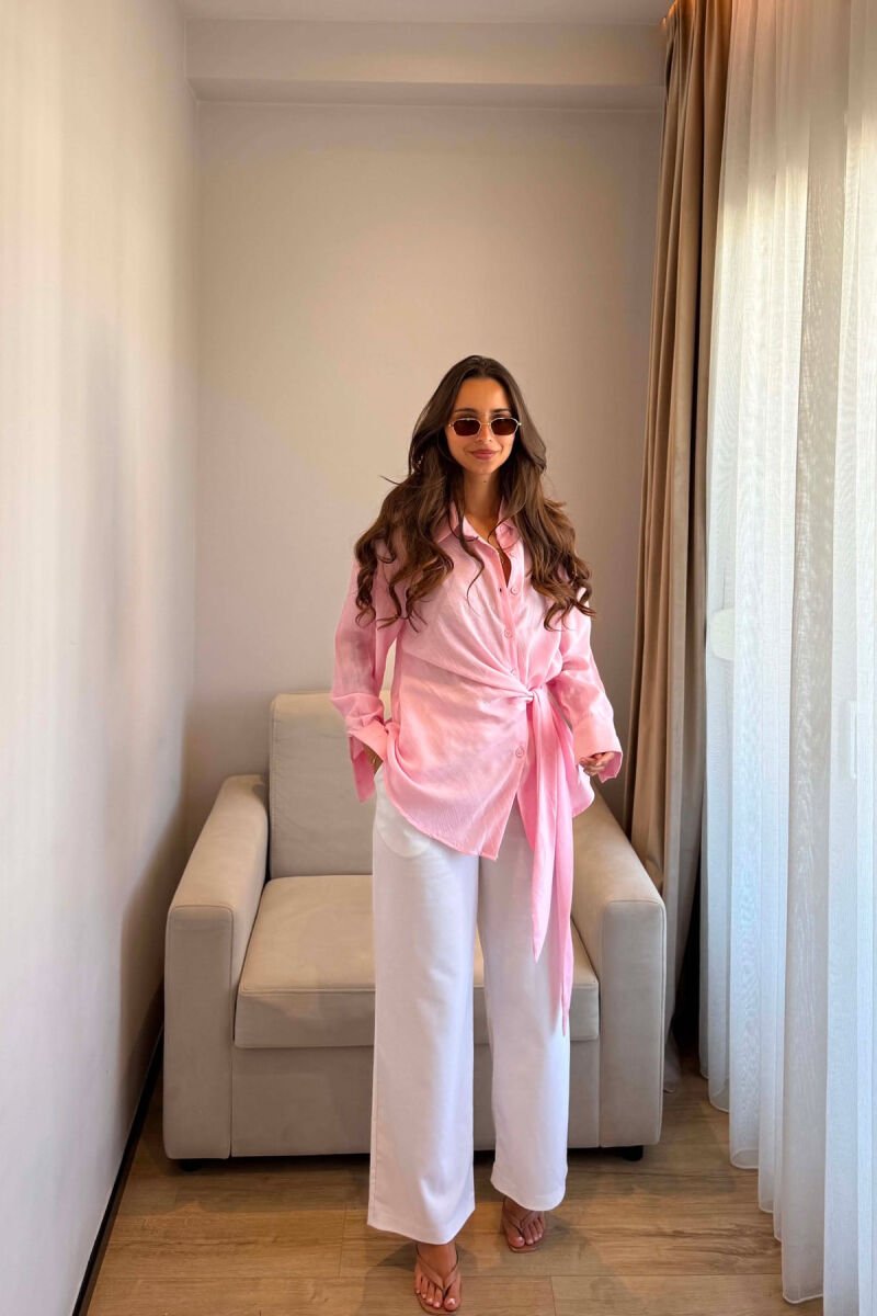 ONE COLOR LACING DETAIL WOMAN SHIRT PINK/ROZE - 4