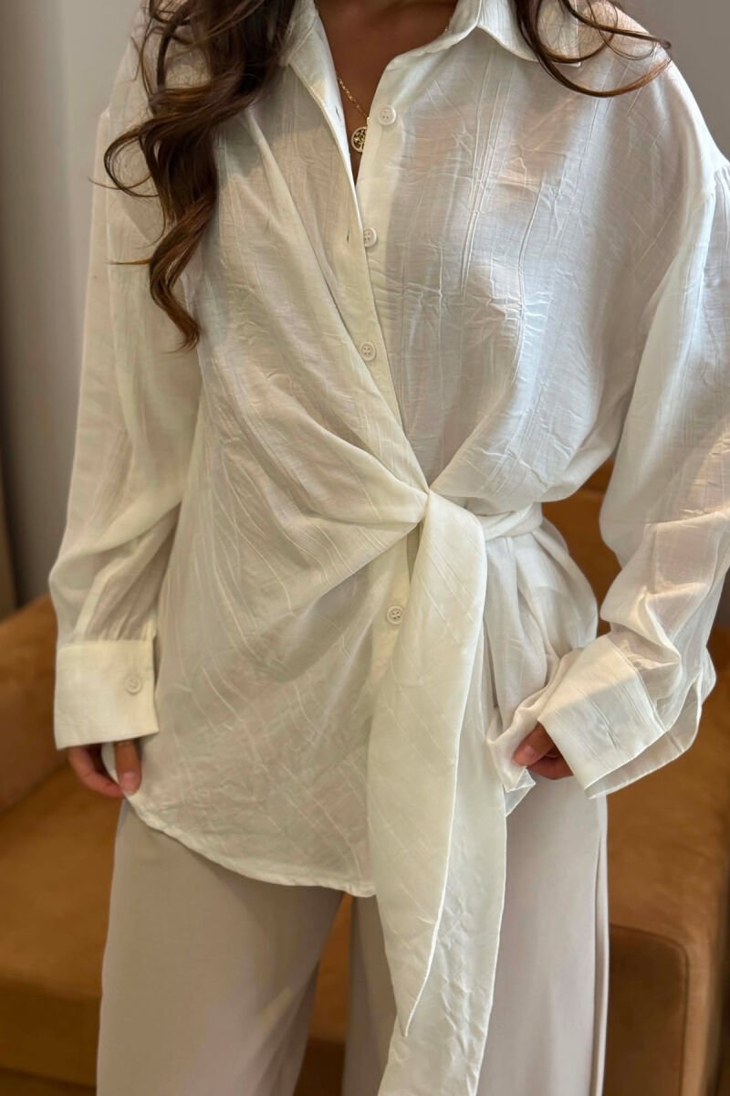 ONE COLOR LACING DETAIL WOMAN SHIRT WHITE-E BARDHE - 2