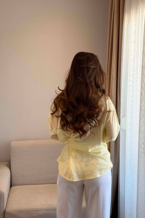 ONE COLOR LACING DETAIL WOMAN SHIRT YELLOW/E VERDHE - 3