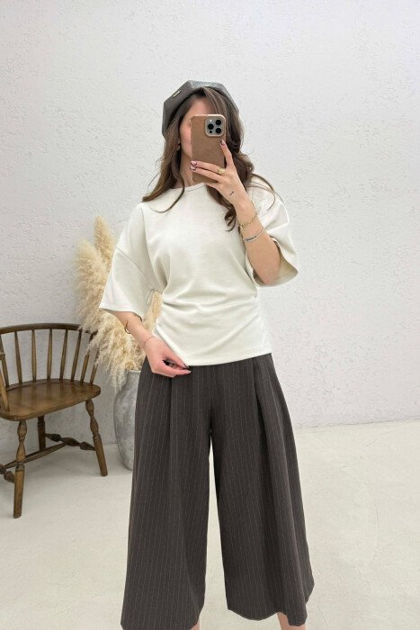 ONE COLOR LACING DETAIL WOMAN SWEATSHIRT ANTIQUEWHITE/ANTIKE - 2