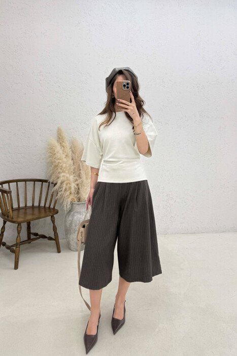 ONE COLOR LACING DETAIL WOMAN SWEATSHIRT ANTIQUEWHITE/ANTIKE - 3