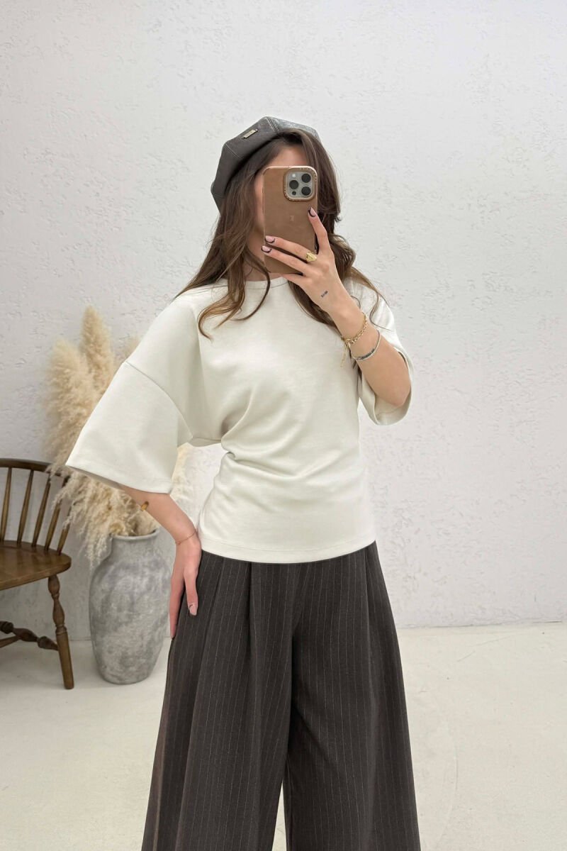 ONE COLOR LACING DETAIL WOMAN SWEATSHIRT ANTIQUEWHITE/ANTIKE - 4