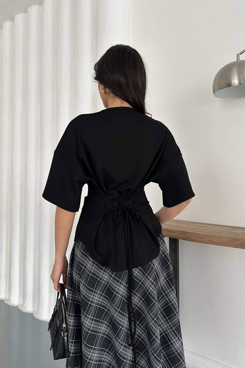 ONE COLOR LACING DETAIL WOMAN SWEATSHIRT BLACK/ E ZEZE - 2