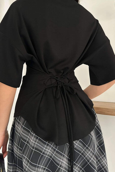 ONE COLOR LACING DETAIL WOMAN SWEATSHIRT BLACK/ E ZEZE - 3