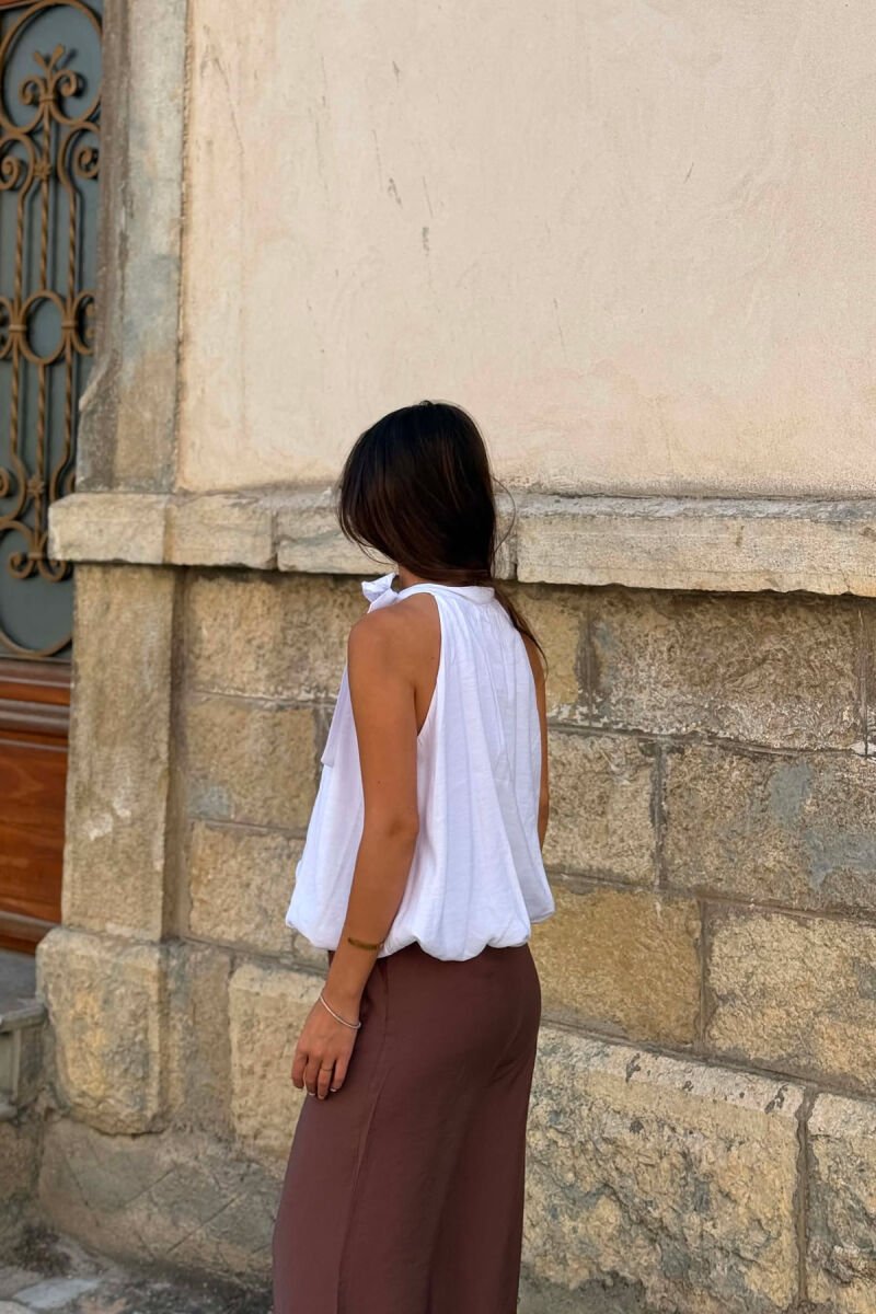 ONE COLOR LACING DETAIL WOMAN TANK TOP WHITE-E BARDHE - 4