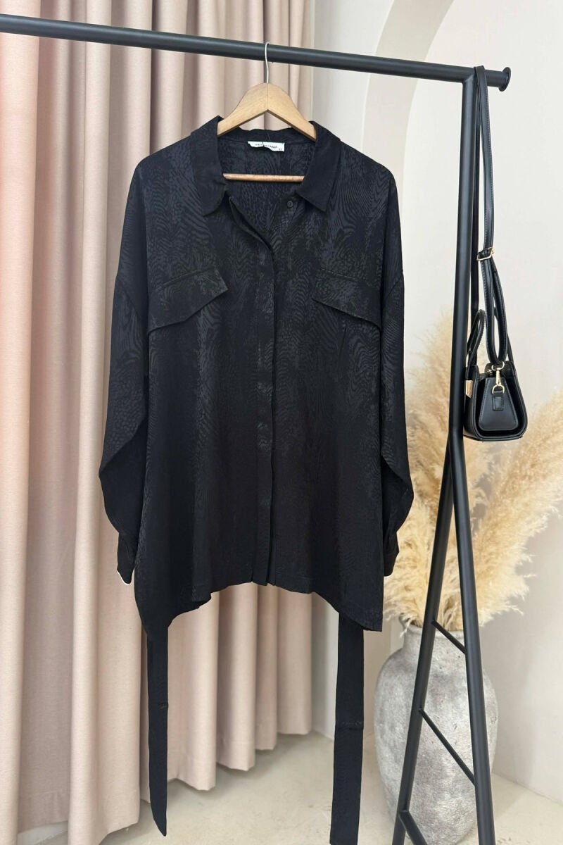 ONE COLOR LACING DETAIL WOMEN SHIRT BLACK/ E ZEZE - 1