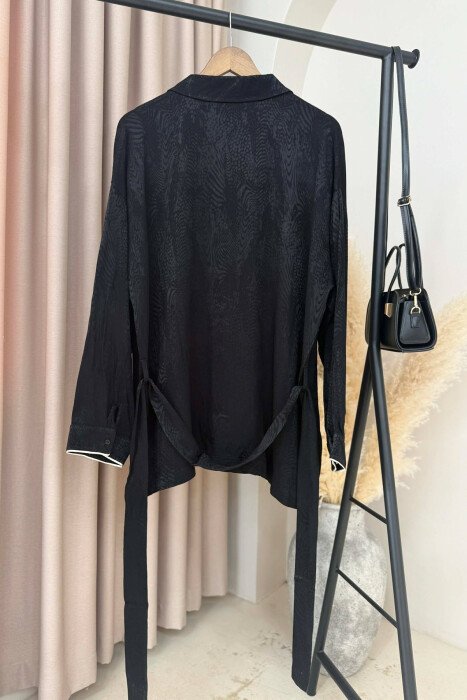 ONE COLOR LACING DETAIL WOMEN SHIRT BLACK/ E ZEZE - 2