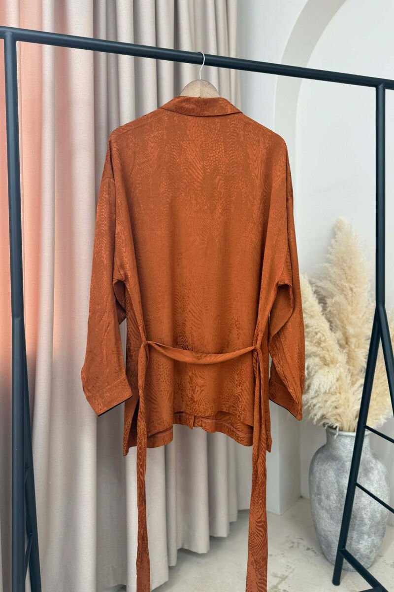ONE COLOR LACING DETAIL WOMEN SHIRT BRICK/TULLE - 3