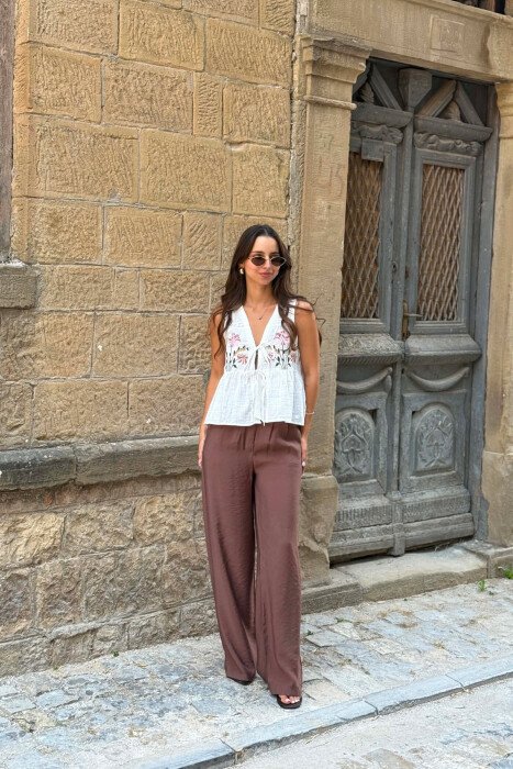 ONE COLOR LACING DETAILS WOMAN TANK TOP WHITE-E BARDHE - 4