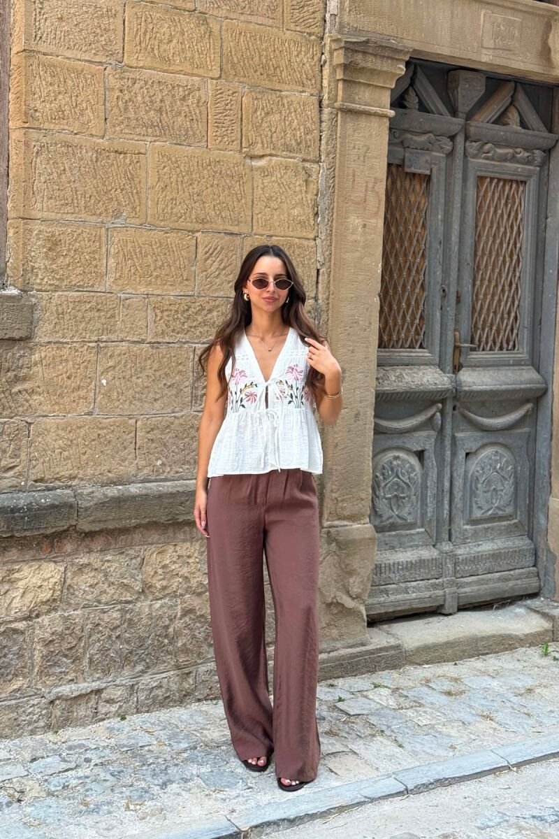 ONE COLOR LACING DETAILS WOMAN TANK TOP WHITE-E BARDHE - 5