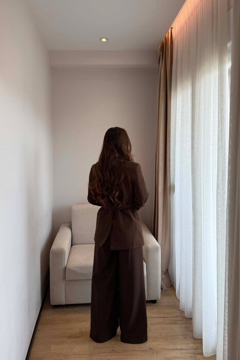 ONE COLOR LACING JACKET + TROUSERS WOMAN SET BROWN/KAFE - 3