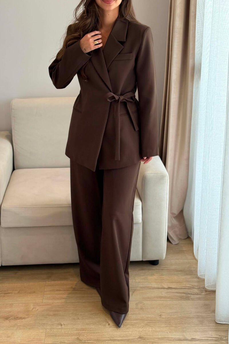 ONE COLOR LACING JACKET + TROUSERS WOMAN SET BROWN/KAFE - 4