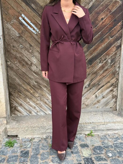 ONE COLOR LACING JACKET + TROUSERS WOMAN SET DARK BURGUNDY/VISHNJE E ERRET - 2
