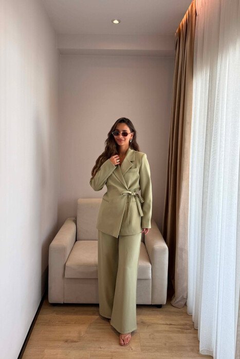 ONE COLOR LACING JACKET + TROUSERS WOMAN SET MINT/MENTE - KLAUDIO FASHION