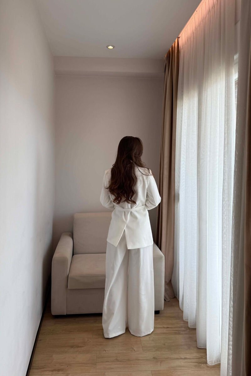 ONE COLOR LACING JACKET + TROUSERS WOMAN SET WHITE-E BARDHE - 2