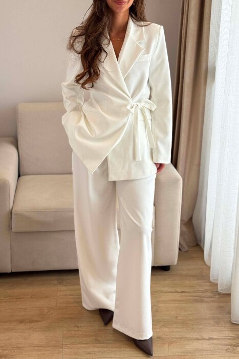 ONE COLOR LACING JACKET + TROUSERS WOMAN SET WHITE-E BARDHE - 3