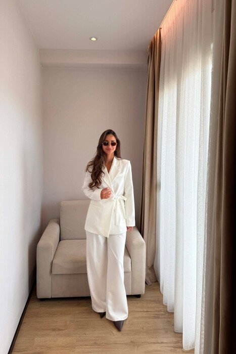 ONE COLOR LACING JACKET + TROUSERS WOMAN SET WHITE-E BARDHE - 6