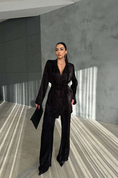 ONE COLOR LACING JACKET+TROUSERS WOMEN SET BLACK/ E ZEZE - 1