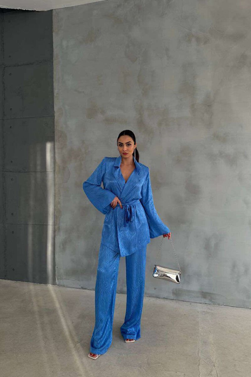 ONE COLOR LACING JACKET+TROUSERS WOMEN SET BLUE/BLU - 1