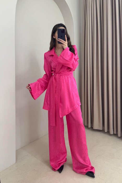 ONE COLOR LACING JACKET+TROUSERS WOMEN SET FUCHSIA/CIKLAMI - 2