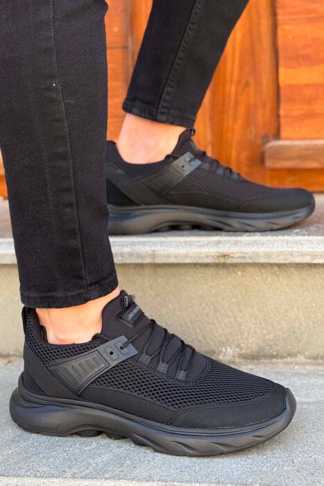ONE COLOR LACING PLATFORM MEN SNEAKERS BLACK/ E ZEZE - 2