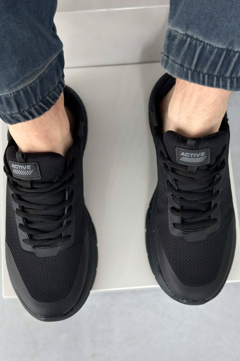 ONE COLOR LACING PLATFORM MEN SNEAKERS BLACK/ E ZEZE - 2