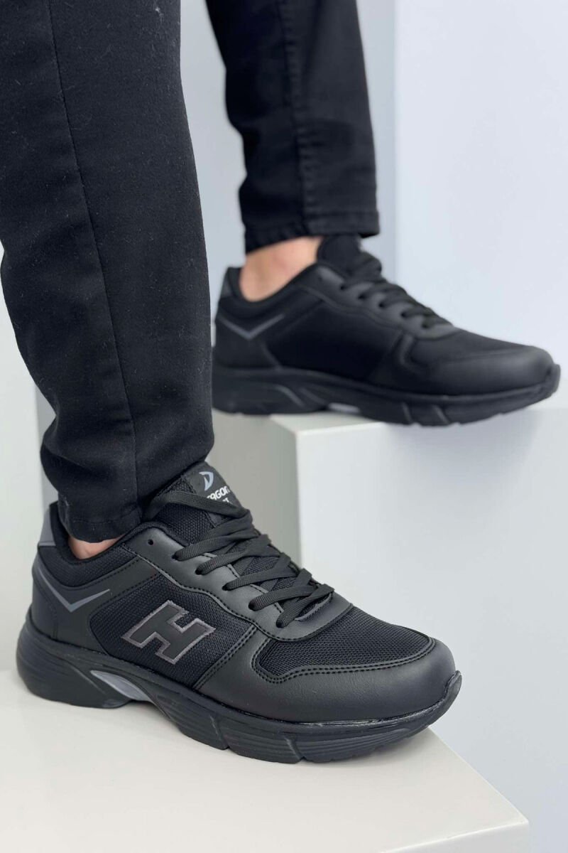 ONE COLOR LACING PLATFORM MEN SNEAKERS BLACK/ E ZEZE - 4