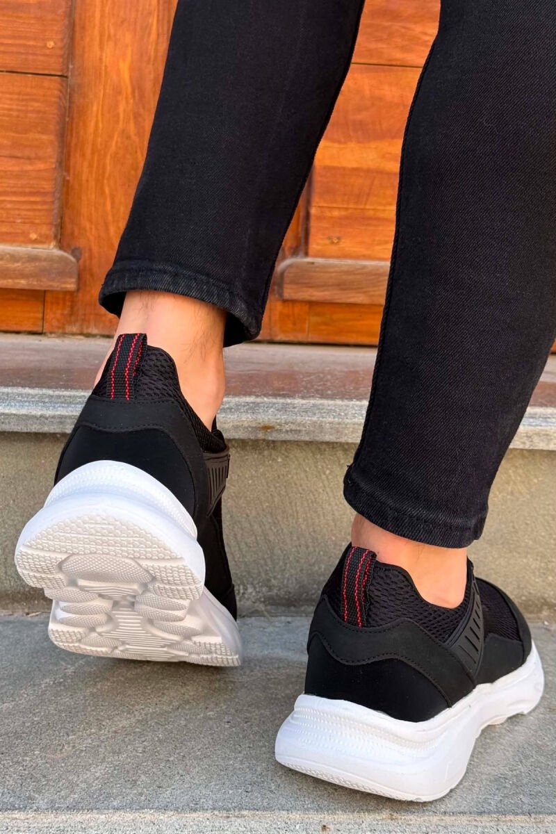 ONE COLOR LACING PLATFORM MEN SNEAKERS BLACK-RED/ZEKU - 4