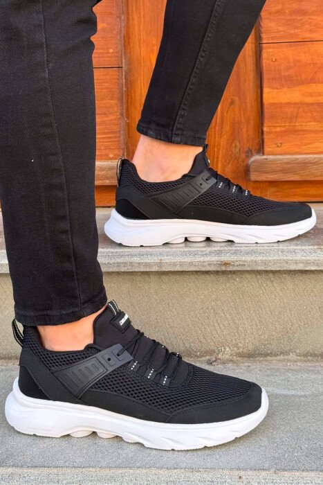 ONE COLOR LACING PLATFORM MEN SNEAKERS BLACK-WHITE/ZEBA - 2