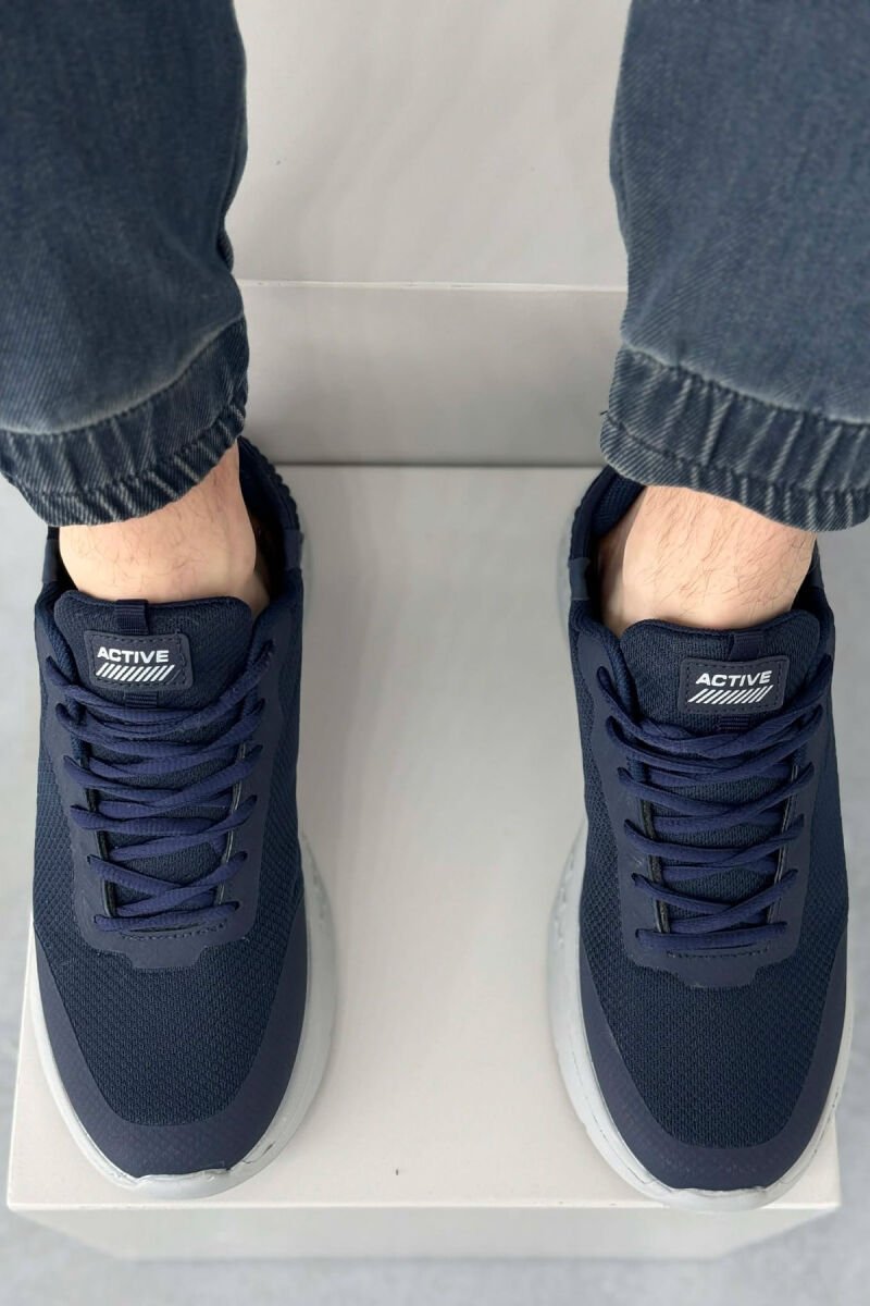 ONE COLOR LACING PLATFORM MEN SNEAKERS BLUE/BLU - 4