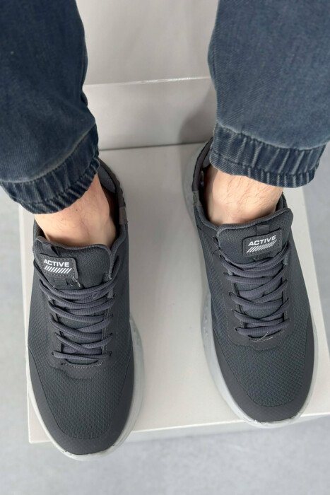 ONE COLOR LACING PLATFORM MEN SNEAKERS DARK GREY/GEE - 3