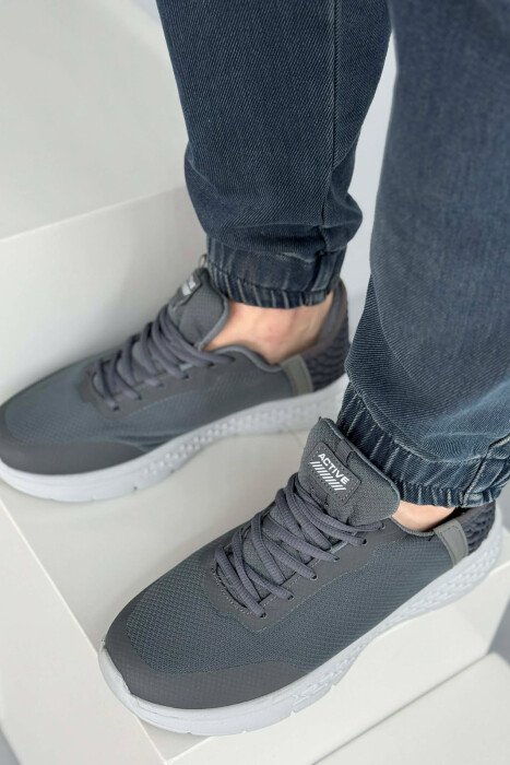 ONE COLOR LACING PLATFORM MEN SNEAKERS DARK GREY/GEE - 4