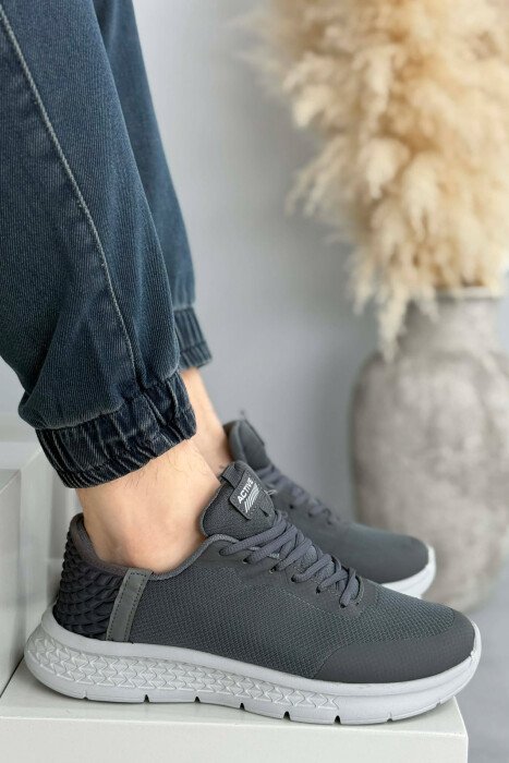 ONE COLOR LACING PLATFORM MEN SNEAKERS DARK GREY/GEE - 5