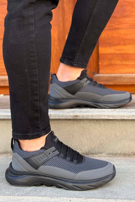 ONE COLOR LACING PLATFORM MEN SNEAKERS DARK GREY/GEE - 2