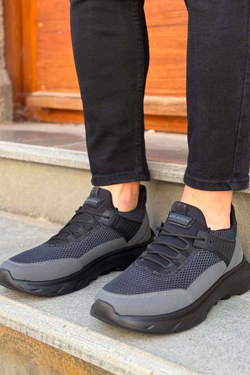 ONE COLOR LACING PLATFORM MEN SNEAKERS DARK GREY/GEE - 3